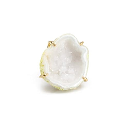 Elegant Geode Druzy Gemstone Statement Ring for Women, Adjustable Ring, Gold Plated Stone Size 20-25mm - color: White, style: 1