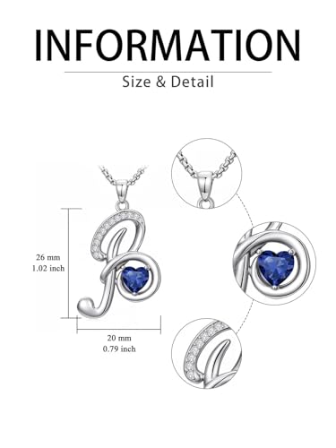 A to Z Initial Birthstone Pendant Necklaces Name Jewelry for Women | 18K White Gold Plated Personalized Alphabet Jewelry Anniversary Christmas Birthday Gifts for Wife Her Daughter Girlfriend - color: B Initial-09-Sept