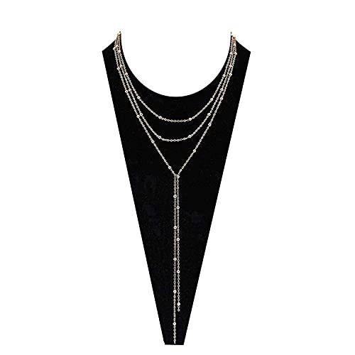 MOLOCH Layer Choker Long Chain Tassel Pendant Necklace Handmade Bead Station y Necklace Charm Chain Jewelry Necklace - color: gold