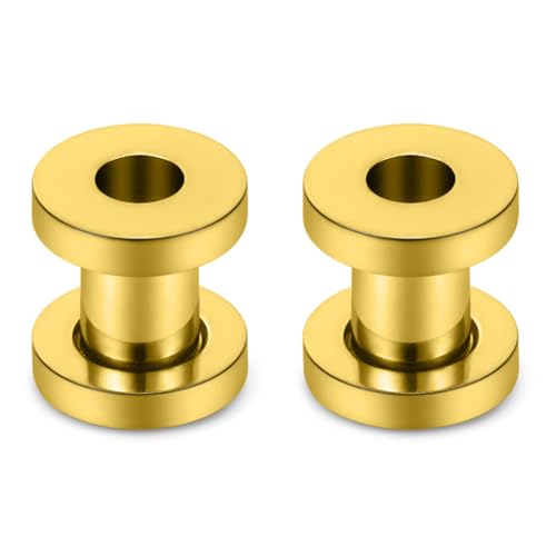 Astm F136 Titanium Ear Gauges Screw Fit Flesh Tunnels Plugs Gauges Earring Expander Stretcher Ear Tunnels For Ears 10G 8G 6G 4G 2G 0G 00G Plug Earrings Body Piercing Jewelry For Women Men - color: 4G Tunnels, Gold
