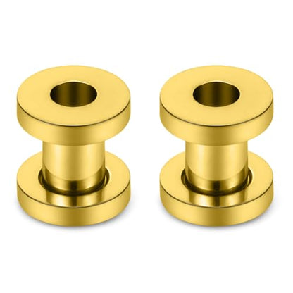 Astm F136 Titanium Ear Gauges Screw Fit Flesh Tunnels Plugs Gauges Earring Expander Stretcher Ear Tunnels For Ears 10G 8G 6G 4G 2G 0G 00G Plug Earrings Body Piercing Jewelry For Women Men - color: 4G Tunnels, Gold
