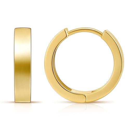 Gacimy Small Gold Huggie Hoop Earrings for Women | 14k Gold Plated, Small Hoop Earings for Women, 1/2 Inch Yellow Color Earrings - color: Gold, size: Round