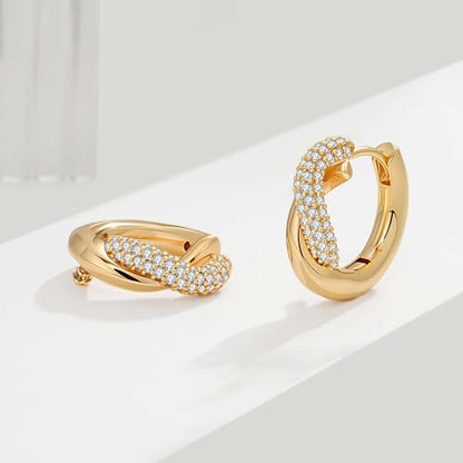 Cubic Zirconia Huggie Earrings 14k Gold Plated Tiny Earrings Small Huggie Hoop Earrings Simple Lightweight Hoops Gift for Women - color: S winding