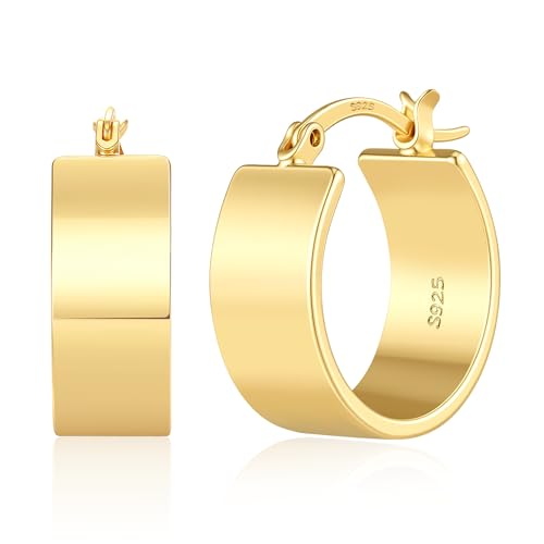 Chunky Gold Hoop Earrings Hoop Earrings Thick Gold Hoop Earrings for Women | for Sensitive Ears Gold Chunky Hoop Earrings Hypoallergenic 14K Gold Plated Hoops Non Tarnish Big Thick Hoops 18/25/30mm - color: Gold 30mm