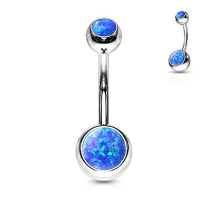 FIFTH CUE 14GA Surgical Steel & Synthetic Opal Resin Belly Button Ring, 3/8" Length, 5mm x 8mm Ball - Classic Look, Highly Rate Belly Rings for Women, Super High Quality - style: 5- Opal Blue