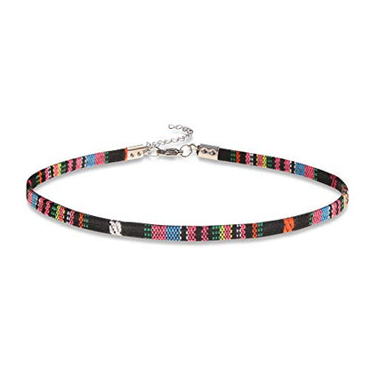 Made by Nami Boho Choker for Women and all Genders Waterproof & Adjustable Surfer Necklace Choker for Pride Parade & Hippie Festival - color: Black-Pink