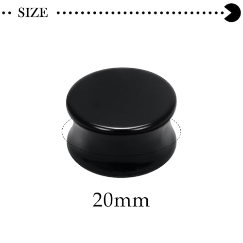 6G-30mm Solid Acrylic Black Gauges for Ear lightweight Tunnels Double Flared Saddle Ear Plugs Tunnels Earrings for Women Men - color: 20mm = 25/32 inch