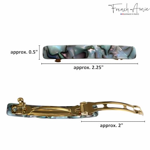 French Amie Bar Gray Magma Small 2 1/4 Inch Hair Clip Barrette | Handmade Cellulose Acetate Automatic Clasp For Women Girls Teens Everyday Style - color: Gray Magma