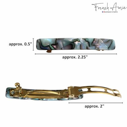 French Amie Bar Gray Magma Small 2 1/4 Inch Hair Clip Barrette | Handmade Cellulose Acetate Automatic Clasp For Women Girls Teens Everyday Style - color: Gray Magma
