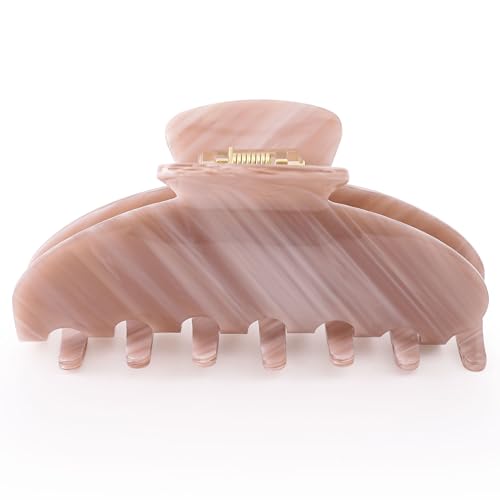 Hair Claw Clips for Thick Hair, Nonslip Large Hair Clips for Women | Celluloid Butterfly Jaw Clips, Big Acetate Brown Claw Clip Strong Hold for Women，Jumbo French Hairclip 4inch - color: Mocha Claw Clip