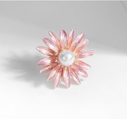 Rhinestone Flower Pin Camellia Drop Oil Brooch Big Large Rose Bouquet Brooch Pin Pearl Daisy Peony Brooch Lapel Pins Elegant Clothing Hat Bag Skirt Accessories for Women - color: Daisy