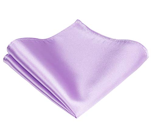 TIE G Solid Satin Woven dyed Color Formal Black Necktie and Pocket Square Sets in Gift Box - color: Lavender