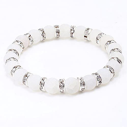 200PCS Rondelle Spacer Beads 6mm Silver Plated Czech White Crystal Rhinestone for Jewelry Making - color: 200Pcs Silver Plated/White, size: 6mm