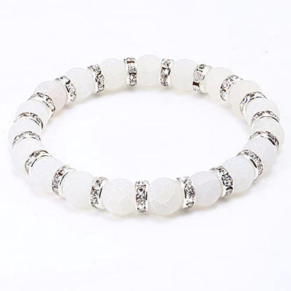 200PCS Rondelle Spacer Beads 6mm Silver Plated Czech White Crystal Rhinestone for Jewelry Making - color: 200Pcs Silver Plated/White, size: 6mm