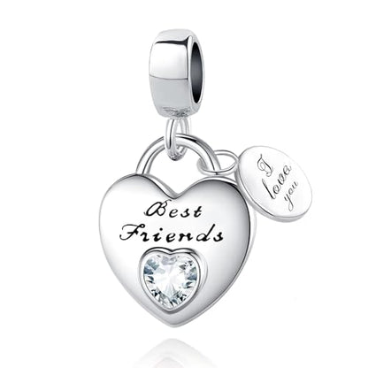TCHYUN Family Series Dangle Charm Heart Birthstone Bead for Pandora Bracelet Women Gift - style: Best Friend