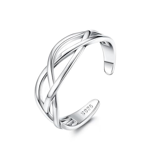 PATISORNA 925 Sterling Silver Toe Rings for Women Adjustable Wrap Open Cuff Ring Hypoallergenic Turquoise Celtic Knot Vintage Band Rings for Men Ladies - style: Celtic Knot