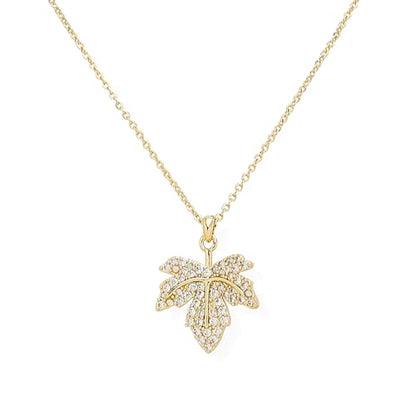 Jean Beau Dainty Pendant Necklaces for Women, Cute Chain Necklace Jewelry Gift - color: Gold Leaf