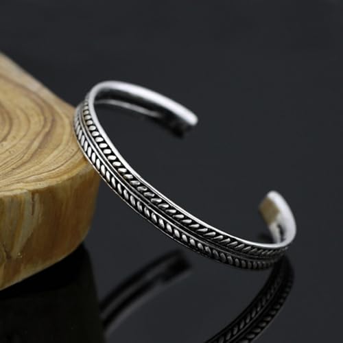 925 Sterling Silver Bracelet Plated Cuff Bangle Bracelet Fashionable Multi-layer Cross Wire Bangle Bracelet Open Adjustable Wide Cuff Bracelet for Teen Girls Fashion Jewelry - color: W-silver22