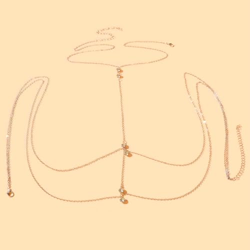 Body Chain Jewelry for Women Rhinestone Back Chain Necklace for Backless Dress Backdrop Chain Necklaces for Women - color: Rhinestone Body Chain