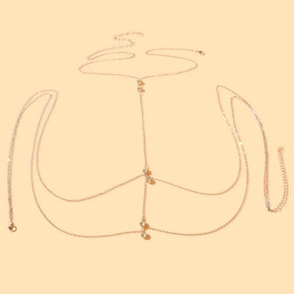 Body Chain Jewelry for Women Rhinestone Back Chain Necklace for Backless Dress Backdrop Chain Necklaces for Women - color: Rhinestone Body Chain