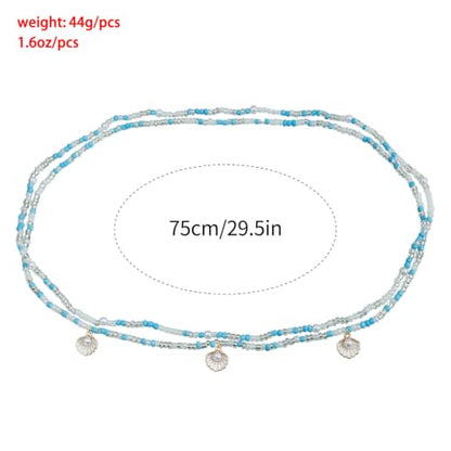 Gold Waist Chain Belt for Women, Starfish Seashell Belly Chain Jewelry | Adjustable Bohemian Beaded Bikini Body Chain for Beach, Summer Festival, Vacation & Boho Accessories