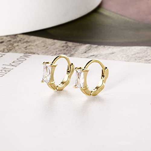 DAILY VIBES Dainty Butterfly Cross CZ Small Huggie Hoop Earrings for Women | Hypoallergenic, 14K Gold Plated Hoops, Tiny Cubic Zirconia, Cartilage Hoop Earrings for Women Trendy - color: White