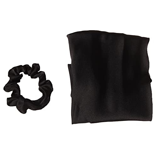 Pack of 2 Knotted Bow Hair Scrunchies Elastic Hair Scarf Black Hair Ties Bands Satin Hair Ribbon Scrunchy Red Ponytail Holder for Women and Girls (Black) - color: Black