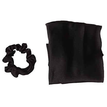 Pack of 2 Knotted Bow Hair Scrunchies Elastic Hair Scarf Black Hair Ties Bands Satin Hair Ribbon Scrunchy Red Ponytail Holder for Women and Girls (Black) - color: Black
