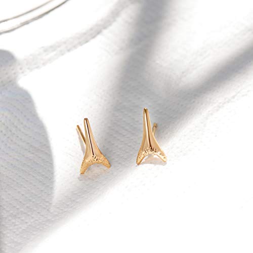 LOYATA Spike Earrings Gold Huggie Hoop Diamond Cubic Zirconia 14K Gold Plated Dainty Small Simple Hypoallergenic Geometric Jewelry Gift for Women - color: Shark Tooth