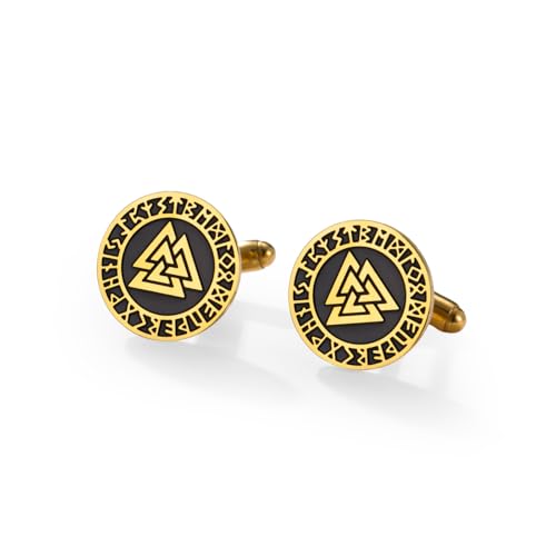 Cufflinks for Men Delicate Stainless Steel Wedding Business Cufflinks Gifts for Groom Husband French Shirt Accessories - style: Interlocked Triangle-Gold