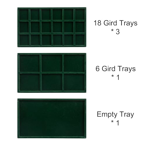 Acrylic Jewelry Organizer Earring Organizer Box with 5 Drawers Earring Holder Organizer with Velvet Trays Clear Jewelry Box for Women Earring Display for Rings Studs(Blackish Green) | 61 Jewelry Storage Grid for Rings Studs Bracelet,Velvet Lining,Transpar