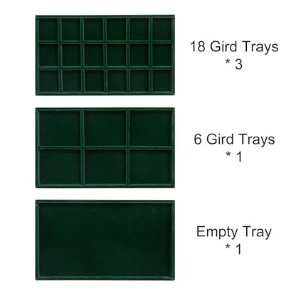Acrylic Jewelry Organizer Earring Organizer Box with 5 Drawers Earring Holder Organizer with Velvet Trays Clear Jewelry Box for Women Earring Display for Rings Studs(Blackish Green) | 61 Jewelry Storage Grid for Rings Studs Bracelet,Velvet Lining,Transpar