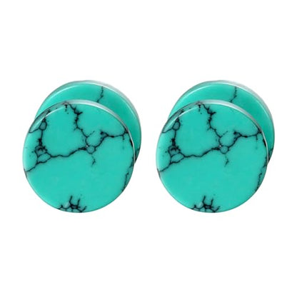 4 Pairs Unisex Marble Stone Screw Stud Earrings Set,Cupimatch Ear Piercing Plugs Faux Gauges Illusion Tunnel Earrings for Mother's Day (10mm) - color: green-8mm