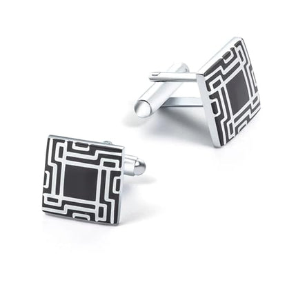 Mens Cufflinks and Studs Set 8-Piece Men's Tuxedo Cufflink and Stud Set, Formal Shirt Accessories - color: G black