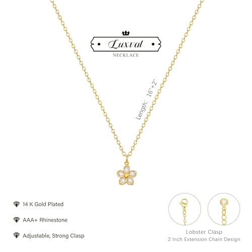 Luxval Diamond Pendant Gold Necklace for Women，Dainty 18k Gold Plated Choker Necklaces Simple Gold Jewelry Gifts for Women - color: Gold-Daisy