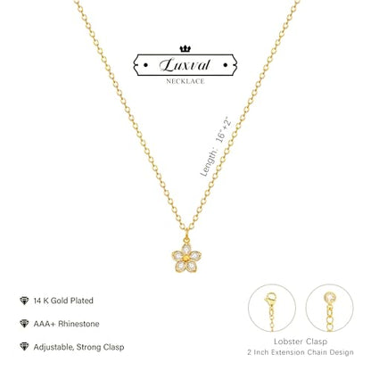 Luxval Diamond Pendant Gold Necklace for Women，Dainty 18k Gold Plated Choker Necklaces Simple Gold Jewelry Gifts for Women - color: Gold-Daisy