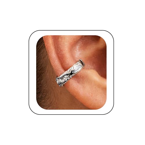 Gothic Stainless Steel Ear Cuffs Non Piercing Cartilage Clip On | Punk Emo Y2k Alt Goth Style,Men Women,Silver Fake Earring,Hypoallergenic Adjustable,Jewelry Gift,Edgy design - color: K10-Alt Design Silver