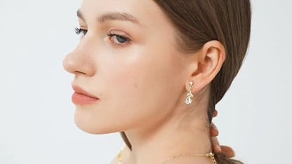 GZWHD Wedding Jewelry Sets for Bride Bridesmaid Women Cubic Zirconia Necklace Earrings Bracelet Set Gift for Mother Friend Wife Daughter Sister Party Prom Jewelry - color: Gold-White