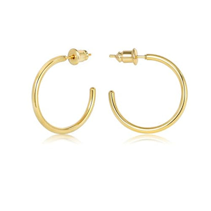 Minimalist Hoops for Women - 14K Gold Open Huggie Hoop Earrings, Hypoallergenic Tiny Hoops in Gold and Silver (Set of 1-5 Pairs) - color: 14K Gold - 20mm (1 Pairs)