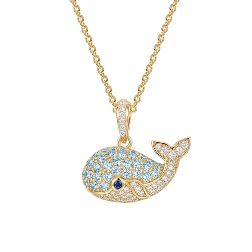 MTMY Gold Starfish Necklace 14K Gold Plated Shell Conch Ocean Pendant Necklace for Women Beach Summer Jewelry - style: Whale