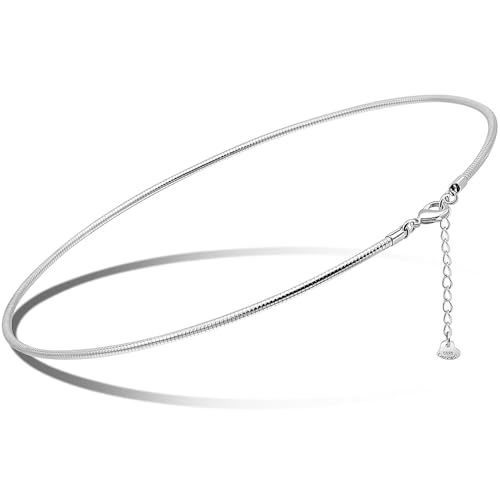 Solid 925 Sterling Silver 2.5mm Snake Chain Choker Necklace | Delicate Clavicle Chain for Layering, 16" 18" 20" Length for Women - size: 20"