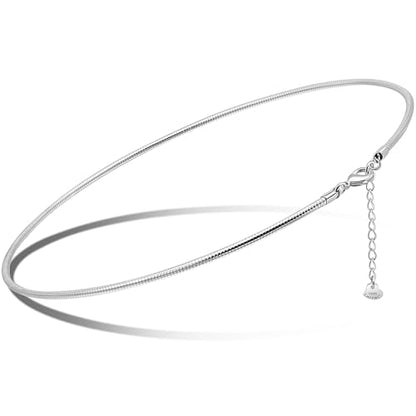 Solid 925 Sterling Silver 2.5mm Snake Chain Choker Necklace | Delicate Clavicle Chain for Layering, 16" 18" 20" Length for Women - size: 20"