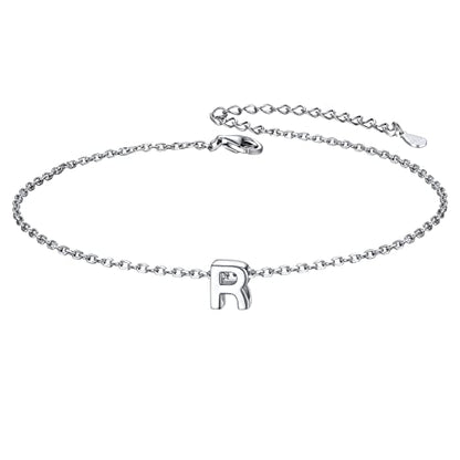 ChicSilver Initial Bracelet for Women 925 Sterling Silver Letter Initial Bracelet Dainty Personalized 26 Alphabet Jewelry Gifts for Birthday Anniversary Wedding - style: R