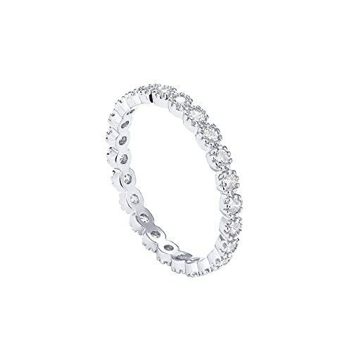 PAVOI 14K Gold Plated Rings Cubic Zirconia Band | Marquise Milgrain Eternity Bands | Gold Rings for Women - color: White Gold, size: 6