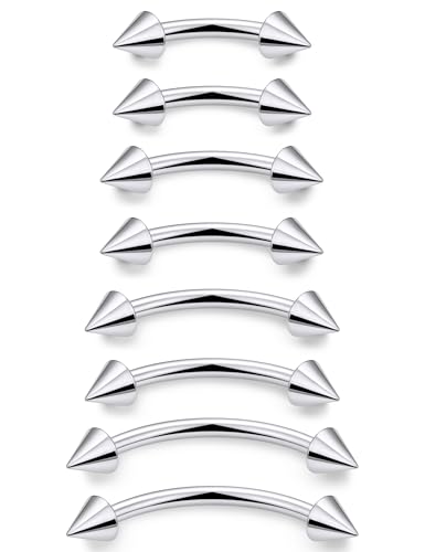 20g 18g 16g 14g Rook Piercing Jewelry Titanium Externally Threaded Curved Barbell Eyebrow Tragus Helix Conch Lobe Labret Earrings Lip Rings Body Piercing Jewelry For Women Men Ball Spike 6mm-19mm - size: 16G - 6/8/10/12mm Spike