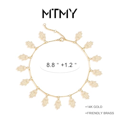 Gold Anklets for Women 14K Gold Plated Tiny Bead Anklet Colorful Tassel Foot Chain Dainty Adjustable Cute Summer Beach Boho Anklets Jewelry Gift - color: gold hamsa