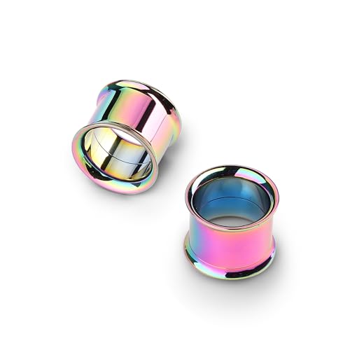 2Pcs G23 Titanium Double Flared Earrings Internally Threaded Gauges for Ears Weights Eyelet Tunnel Plug Stretching Kit From 3mm to 25mm Women Men - color: Rainbow, size: 9mm-00G