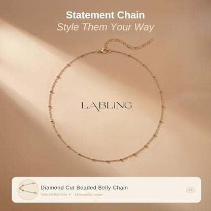 Gold Belly Waist Chain for Women | Layered Belly 14K Gold Plated Chain Adjustable Bikini Belly Beads Body Chain Waterproof | Jewelry Gift - color: Style 6