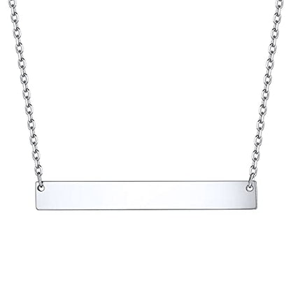 ChicSilver Customizable Vertical Bar Pendant Necklace 925 Sterling Silver Y Necklace Simple Fashion Jewelry Gifts for Women - style: E. 5mm Horizontal Bar-Silver