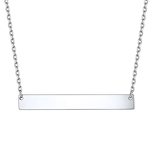 ChicSilver Customizable Vertical Bar Pendant Necklace 925 Sterling Silver Y Necklace Simple Fashion Jewelry Gifts for Women - style: E. 5mm Horizontal Bar-Silver